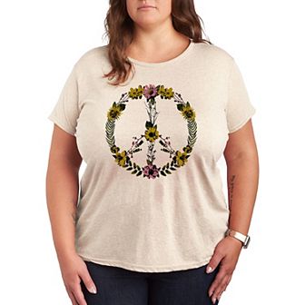 Plus Floral Peace Sign Graphic Tee