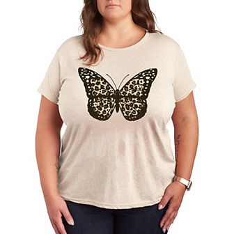 Plus Leopard Print Butterfly Graphic Tee