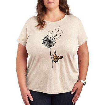 Plus Butterfly On Dandelion Graphic Tee