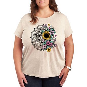 Plus Decorative Floral Split Graphic Tee