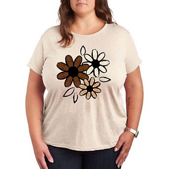 Plus Patterned Flowers Graphic Tee