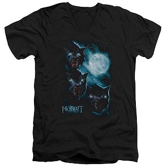The Hobbit Three Warg Moon Short Sleeve Adult V Neck T-shirt