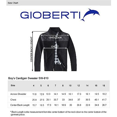 Gioberti Boy's Knitted Full Zip Cardigan Sweater With Soft Brushed Flannel Lining