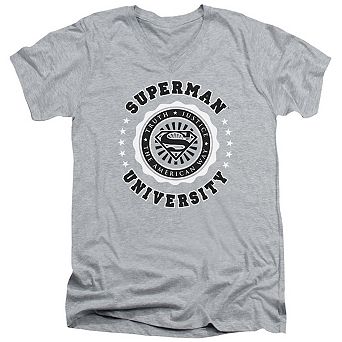 Superman Superman University Short Sleeve Adult V Neck T-shirt