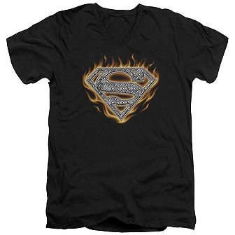 Superman Steel Fire Shield Short Sleeve T-shirt