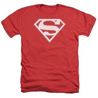 Superman Red & White Shield Adult Heather T-shirt