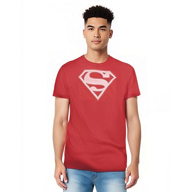 Superman Red & White Shield Adult Heather T-shirt