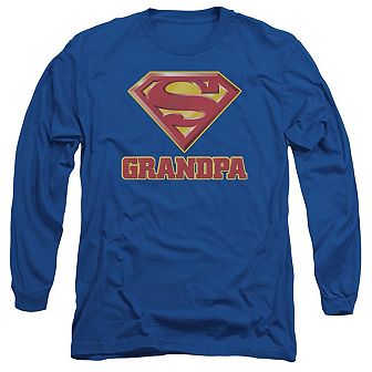 Superman Super Grandpa Long Sleeve Adult T-shirt