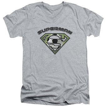 Superman Soccer Shield Short Sleeve Adult V Neck T-shirt