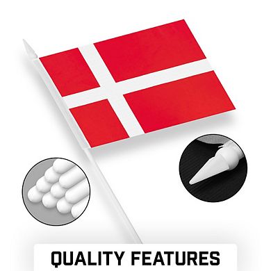 G128 4x6 Inches 50pk Denmark Printed 150d Polyester Handheld Stick Flag