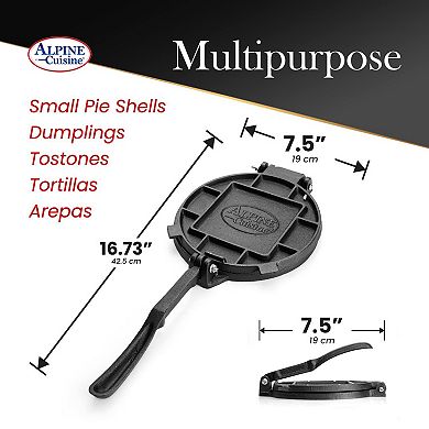 Alpine Cuisine Professional Cast Iron Tortilla Press, 7",perfect Pressure Tortilla Maker