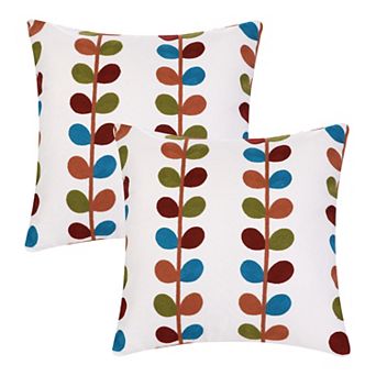 Embroidered Farmhouse Floral Patterns Decor Pillow Cases 2 pc 18" X 18"