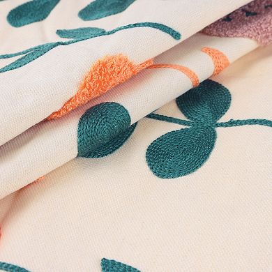 Embroidered Floral Throw Floral Pattern Pillow Cases 2 Pcs 18" X 18"