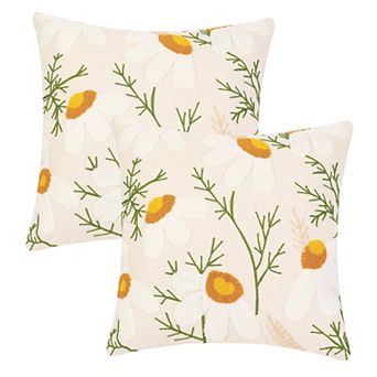 Embroidered Floral Throw Floral Pattern Pillow Cases 2 pc 18" X 18"