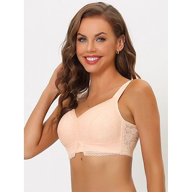 Women's Lace Minimizer Bralette U Back Full Coverage Wireless Everyday Bras