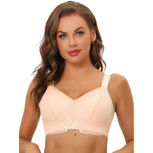 Women's Lace Minimizer Bralette U Back Full Coverage Wireless Everyday Bras
