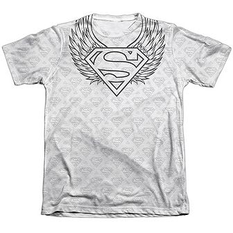 Superman Winged Shield Repeat Adult 65/35 Poly/cotton Short Sleeve T-shirt