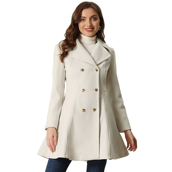 Classic Double-Breasted Long Coat with Lapel Collar and Belt