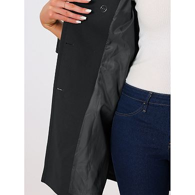 Winter Long Coat for Women's Lapel Collar Contrast Double Breast Coat