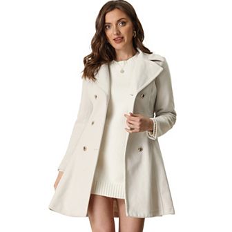 Winter Long Coat for Women's Lapel Collar Contrast Double Breast Coat