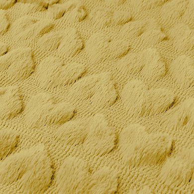 Printed Decorative Faux Fur Heart Pattern Soft Pillow Covers 2 Pcs 18" X 18"