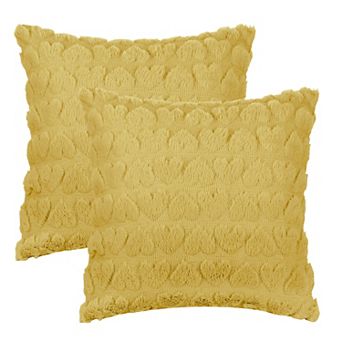 Printed Decorative Faux Fur Heart Pattern Soft Pillow Covers 2 pc 18" X 18"