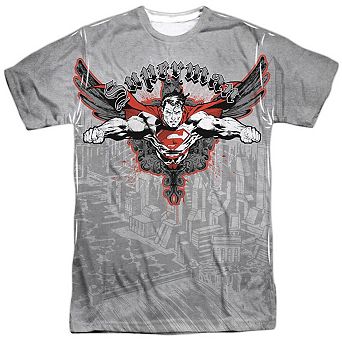 Superman Take Wing Short Sleeve Adult 100% Poly Crew T-shirt