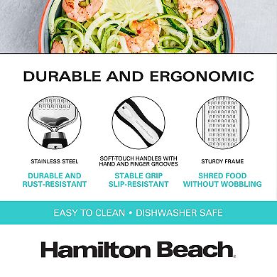 Hamilton Beach Stainless Steel Grater Sharp Blades 10" Soft Touch Handle, Non-slip & Soft Grip,black