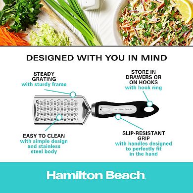 Hamilton Beach Stainless Steel Grater Sharp Blades 10" Soft Touch Handle, Non-slip & Soft Grip,black