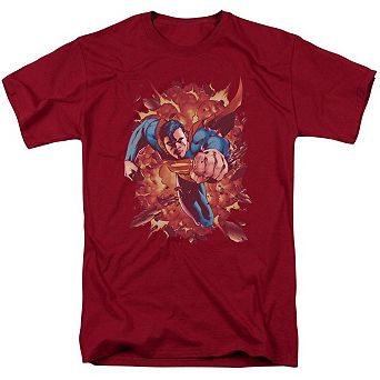 Superman Through Flame Short Sleeve Adult T-shirt