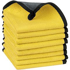 Unique Bargains Microfiber Lint Free Highly Absorbent Reusable Kitchen Towels 12 x 12 12 Packs Yellow