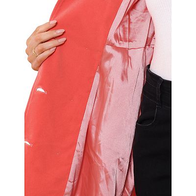 Velvet A-Line Coat for Women's Stand Collar Double Breasted Winter