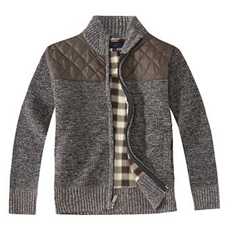 Gioberti Kid's Knitted Full Zip Cardigan Sweater With Soft Brushed Flannel Lining