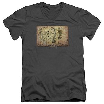 The Hobbit Middle Earth Map Short Sleeve Adult V Neck T-shirt