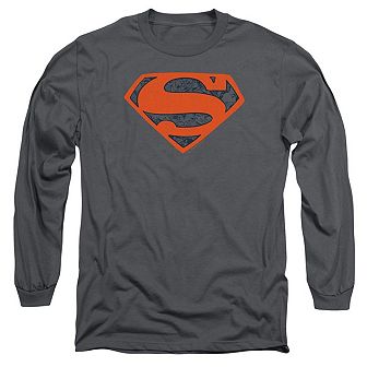 Superman Vintage Shield Collage Long Sleeve Adult T-shirt