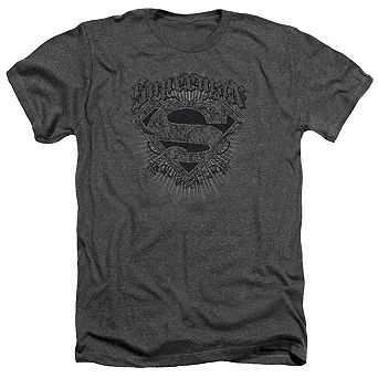 Superman Scrolling Shield Adult Heather T-shirt