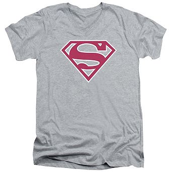 Superman Red & White Shield Short Sleeve Adult V Neck T-shirt