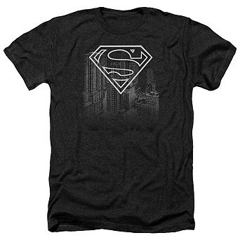 Superman Skyline Adult Heather T-shirt