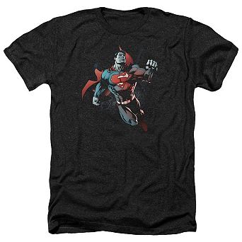Superman Up In The Sky Adult Heather T-shirt