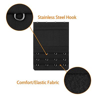 Bra Extenders 3-Row 4-Hook Elastic Bra Extension 2 Packs