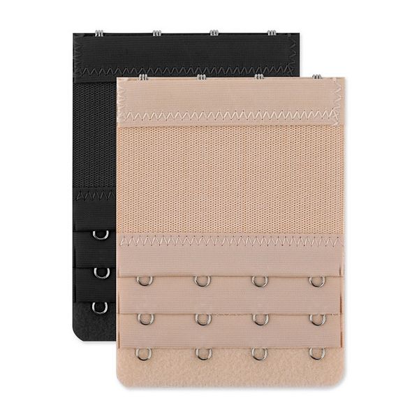 Bra Extenders 3 Rows 4 Hooks Elastic Bra Hook Extension, 2 Packs