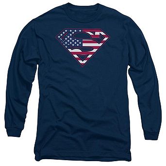 Superman U S Shield Long Sleeve Adult T-shirt