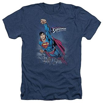 Superman Twilight Flight Adult Heather T-shirt