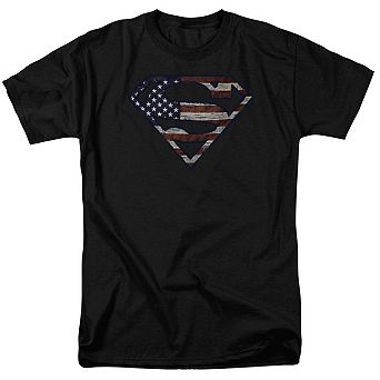Superman War-torn Flag Short Sleeve Adult T-shirt