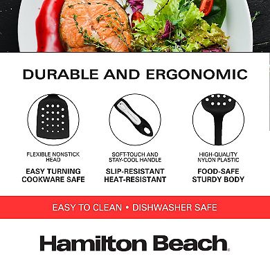 Hamilton Beach Slotted Spatula Turner Hard Plastic Heat-resistant 14in Soft-touch Ergonomic Handle