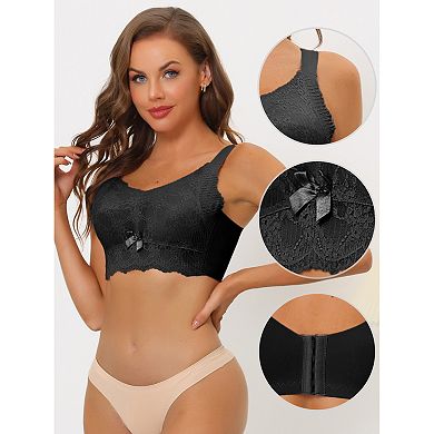 Women's Wirefree Longline Hem Wide Straps Padded Full Coverage Lace Minimizer Bra