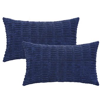 Corduroy Decorative Modern Solid Throw Pillow Covers 2 pc 12" X 20"
