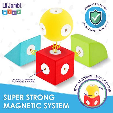 Lil Jumbl Blox 100-piece Magnetic Building Blocks Play Set, Foam Magnetic Blocks For Ages 3-6