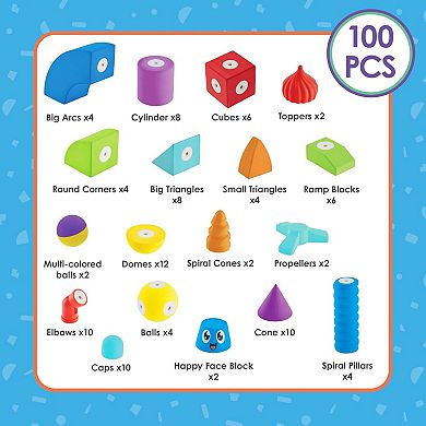 Lil Jumbl Blox 100-piece Magnetic Building Blocks Play Set, Foam Magnetic Blocks For Ages 3-6