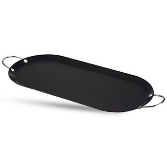 Alpine Cuisine Nonstick Oval Comal 17.5x8-inch, Black Carbon Steel Tortilla Comal With Single Handle